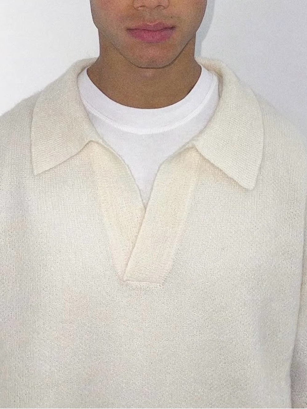 SecondSkin Ivory Comfort Polo (Cropped/Boxy, Size L)